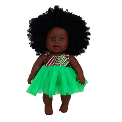 Zacht handwas 35cm siliconen vinyl poppen voor kinderen Afrikaanse zwarte pop