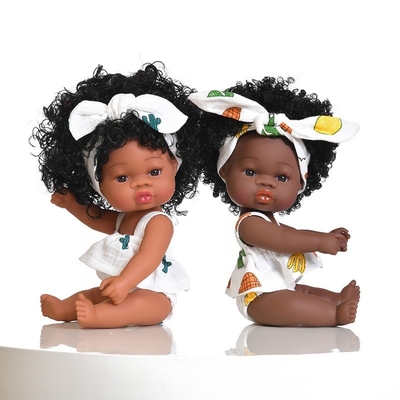 14&quot; Full Body Silicium Custom Logo Reborn Vinyl Silicone Baby Poppen voor Kinderen Zwart Afrikaans