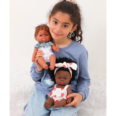 Vinyl Silicone Meisje Lief 14 Inch Afro-Amerikaanse Zwarte Baby Pop Voor Kinderen Met Custom Logo