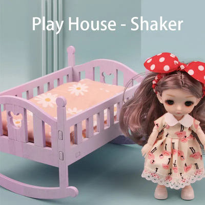Houten poppenhuis Bed Baby Crib voor 6 inch Poppen Moet-hebben poppen accessoires voor kinderen