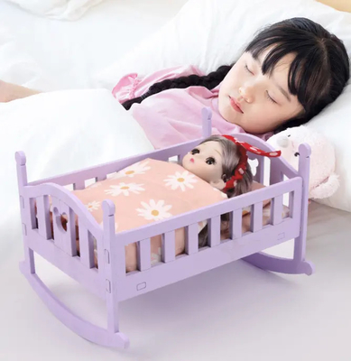 Houten poppenhuis Bed Baby Crib voor 6 inch Poppen Moet-hebben poppen accessoires voor kinderen