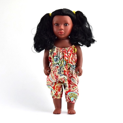 Zacht handwas 35cm siliconen vinyl poppen voor kinderen Afrikaanse zwarte pop