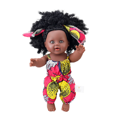 Zacht handwas 35cm siliconen vinyl poppen voor kinderen Afrikaanse zwarte pop