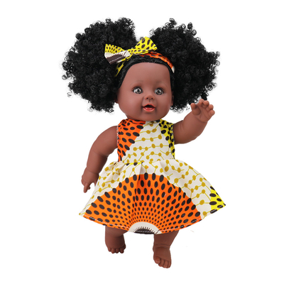 Zacht handwas 35cm siliconen vinyl poppen voor kinderen Afrikaanse zwarte pop