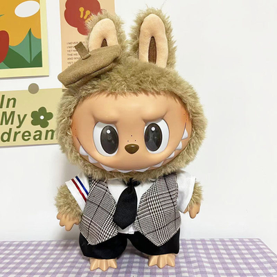 2025 Nieuw Design 15cm poppen doek Sweater speelgoed doek Kleurrijk Pak Set Labubu Cartoon Dress